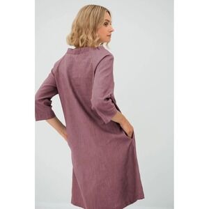 Le Muse Pink Linen Dress Womens L Minimalist Boho Chic Pockets Relaxed